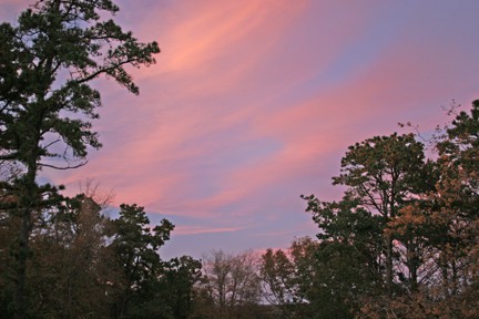 The photograph only captures part of the sky, but as I stood on the porch, I was aware that the entire sky looked colorful.