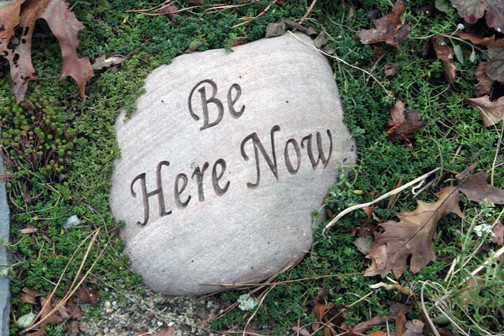 This stone in the entry garden reminds me what three times around the garden is all about.