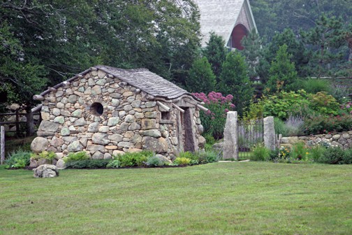 Today I was busy choosing images for future talks. This picture of a stone building done by Lew French, a stone artist on Martha's Vineyard, is for a talk called "The Top Twenty-Five" that I'm giving at the Cape Cod Horticultural Conference on April 17th. 